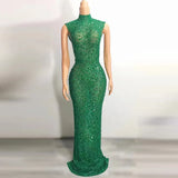 Elegant Luxury Crystal Party Dress Birthday Celebration Dress Bride Diamond Long Prom Dress Mother Formal Grand Party Dress