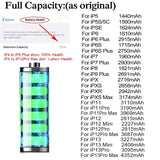 10pcs/Lot 0 Cycle Mobile Phone Battery For iPhone 4 4S 5 5S 5C SE 6 6S 7 8 Plus X XR XS 11 12 13 Pro Max SE2 12 13Mini
