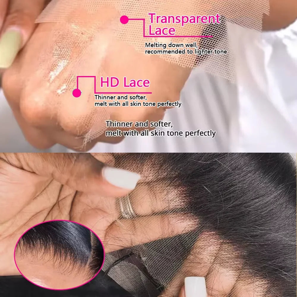 13x6 13x4 Body Wave Human Hair Front Wig 40 Inch HD Transparent Lace Frontal Wigs 200 Density Pre Plucked Lace Wigs For Women