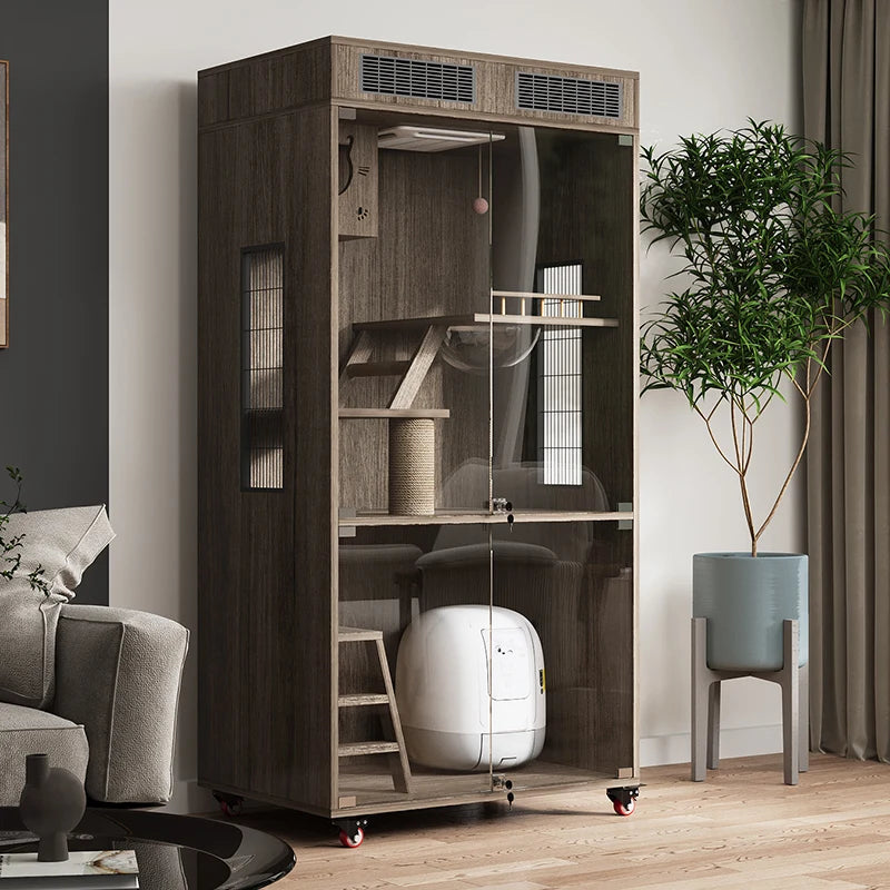 Oversized cat nest solid wood home indoor cat cage cat house luxury