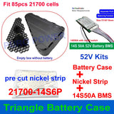 Triangular Battery Box Fits 85pcs 21700 Cells Triangle Case 36V 48V 52V 60V 72V Pre Cut Nickel Strip for DIY EBike Battery Pack