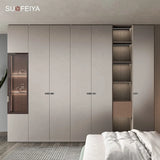 Customized Complete Modern l Shaped Easy Assemble Bedroom Gray Almirah Wardrobe Design