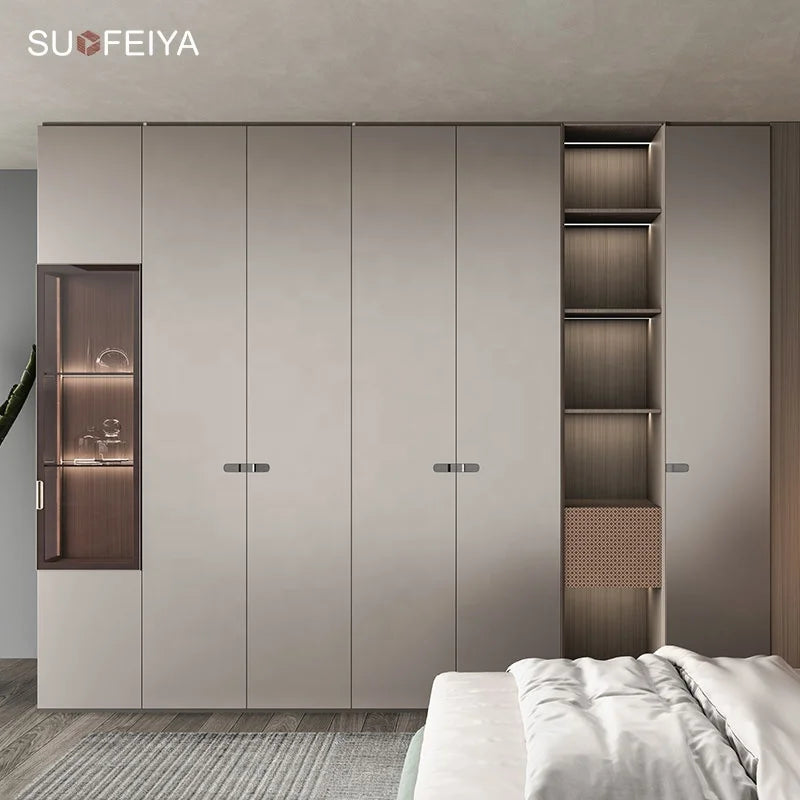 Customized Complete Modern l Shaped Easy Assemble Bedroom Gray Almirah Wardrobe Design