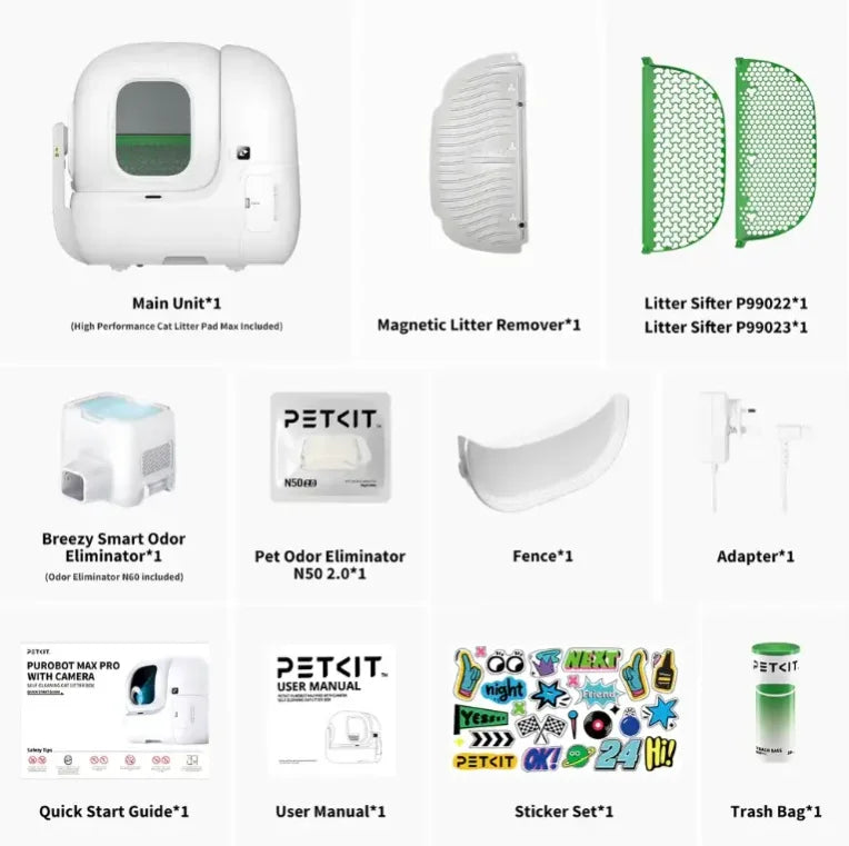 PETKIT PUROBOT MAX PRO Self Cleaning Cat Litter Box with AI-Camera, Semi-Automatic Bag Sealing,Triple Odor Control