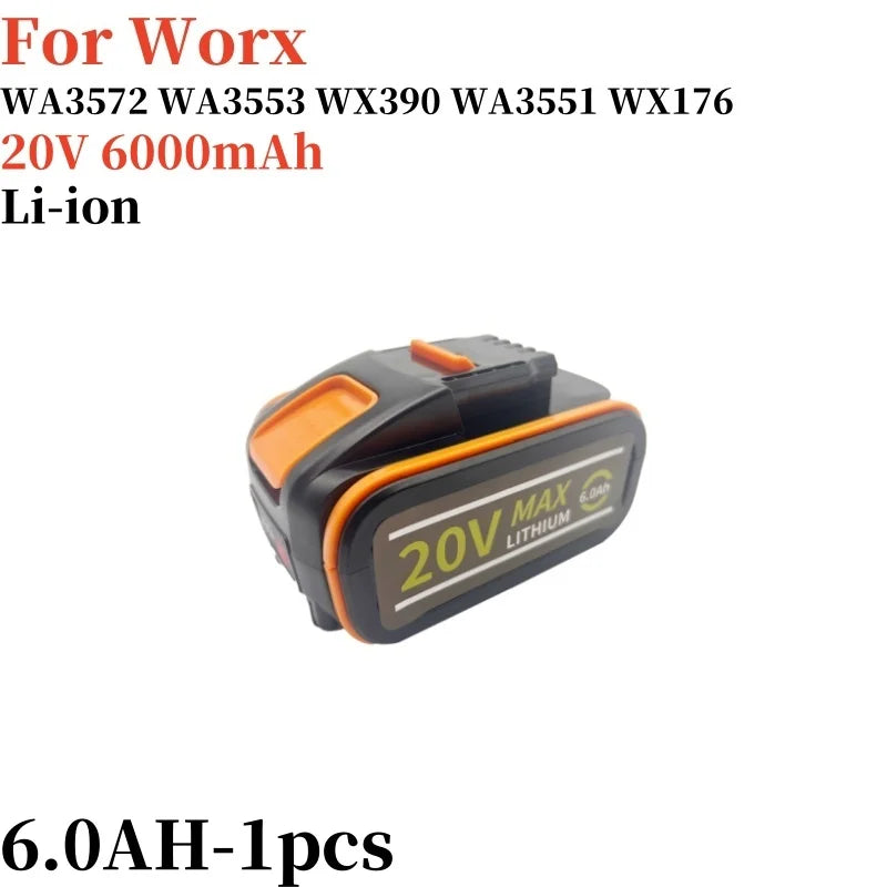 For worx 20V 6.0Ah Lithium battery Rechargeable WA3553 WA3551 WA3553.1 WA3570 for All WORX Electric and Garden Tools