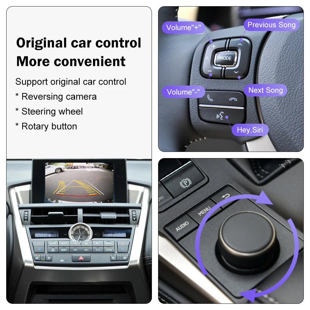 Road Top Android Auto Wireless Carplay for Lexus NX 2014-2019 Support Map Music Youtube Bluetooth Camera Function