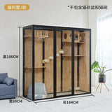 AACat Villa Solid Wood Large Free Space Cat House Pet Shop Cat Villa Deluxe Glass Room