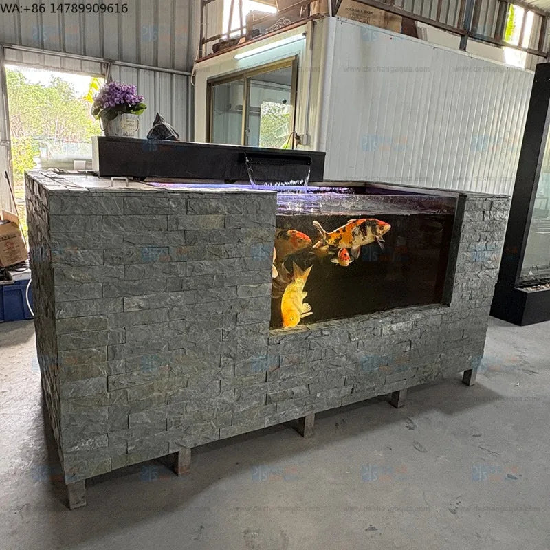 All-in-One AquariumMovable Metal Koi Fish Garden Fish Tank Above-Ground Pond Aquarium Filter System For Landscaping Decking Beau