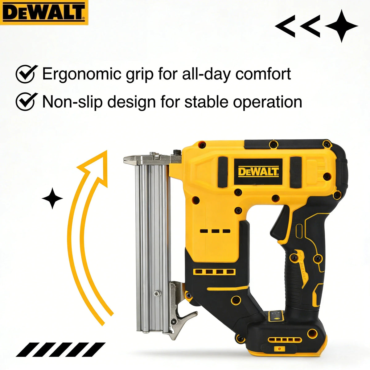 DEWALT Compact 18 Gauge Cordless Nail Gun: Professional Handheld Tool for Precision Trim & Framing (Tool Only)