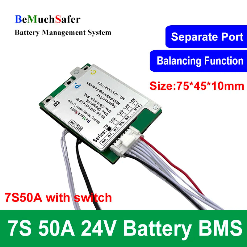 BeMuchSafer 7S 10S 12S 13S 14S 50A Battery BMS 24V 36V 43V 48V 52V BMS 7S50A 10S50A 12S50A 13S50A 14S50A for DIY EBike Battery