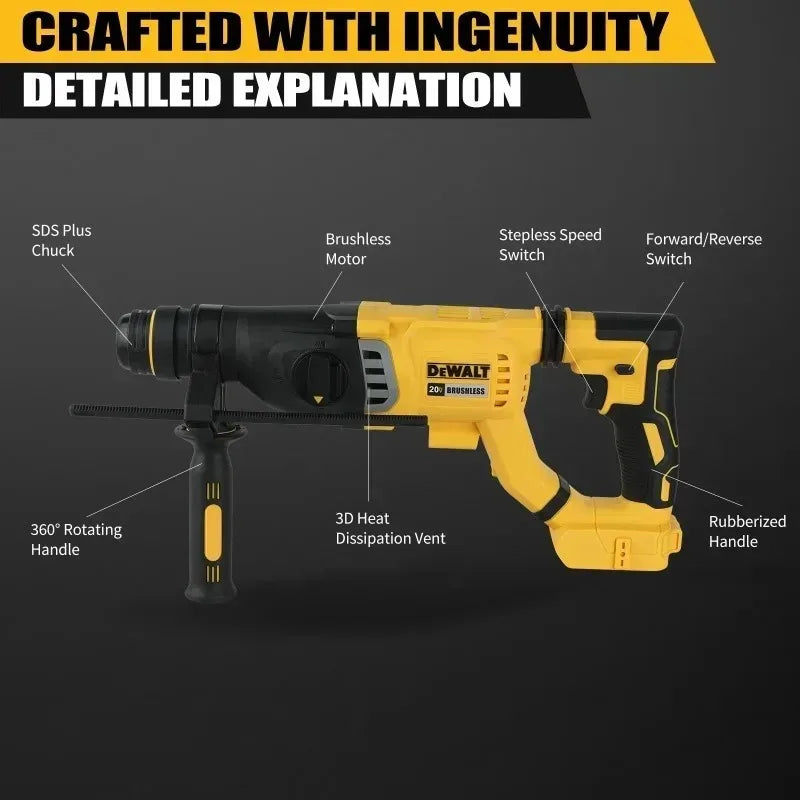 DeWALT 3-in-1 Hand-held Rotary Hammer Lithium Electric Hammer Impact Drill Brushless Cordless 20V Brushless Motor
