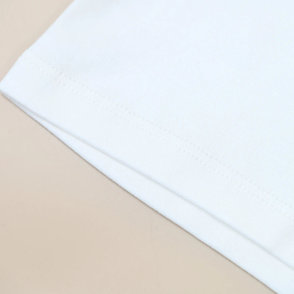 Summer New Women's Cotton Heat Transfer Letter round Neck Loose Casual Shoulder T-Shirt Short Sleeve Print Casual Style