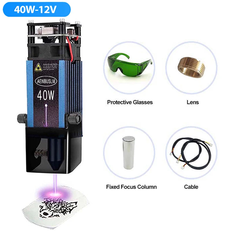 AENBUSLM 40W 80W Laser Module 450nm TTL/ PWM Laser Head Blue Laser for CNC Laser Engraving Cutting Machine Wood Working DIY Tool