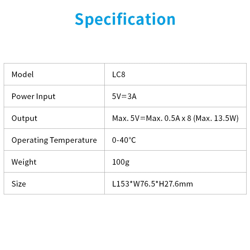 XTAR 8PCS AA 4150mWh 1.5V Li-Ion Rechargeable Battery+XTAR LC8 Smart 8 Bay Li-ion With IndicatorAA/AAA Battery Charger