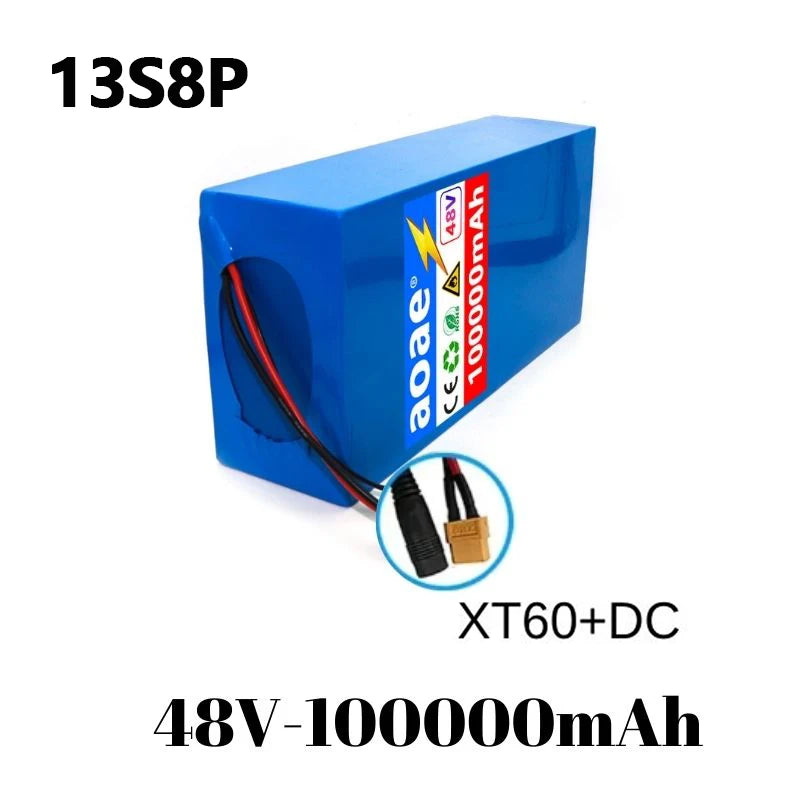 48V 100ah 13s8p lithium-ion battery pack 48V 100000mAh 2000W electric battery, built-in 50A BMS+chargerr
