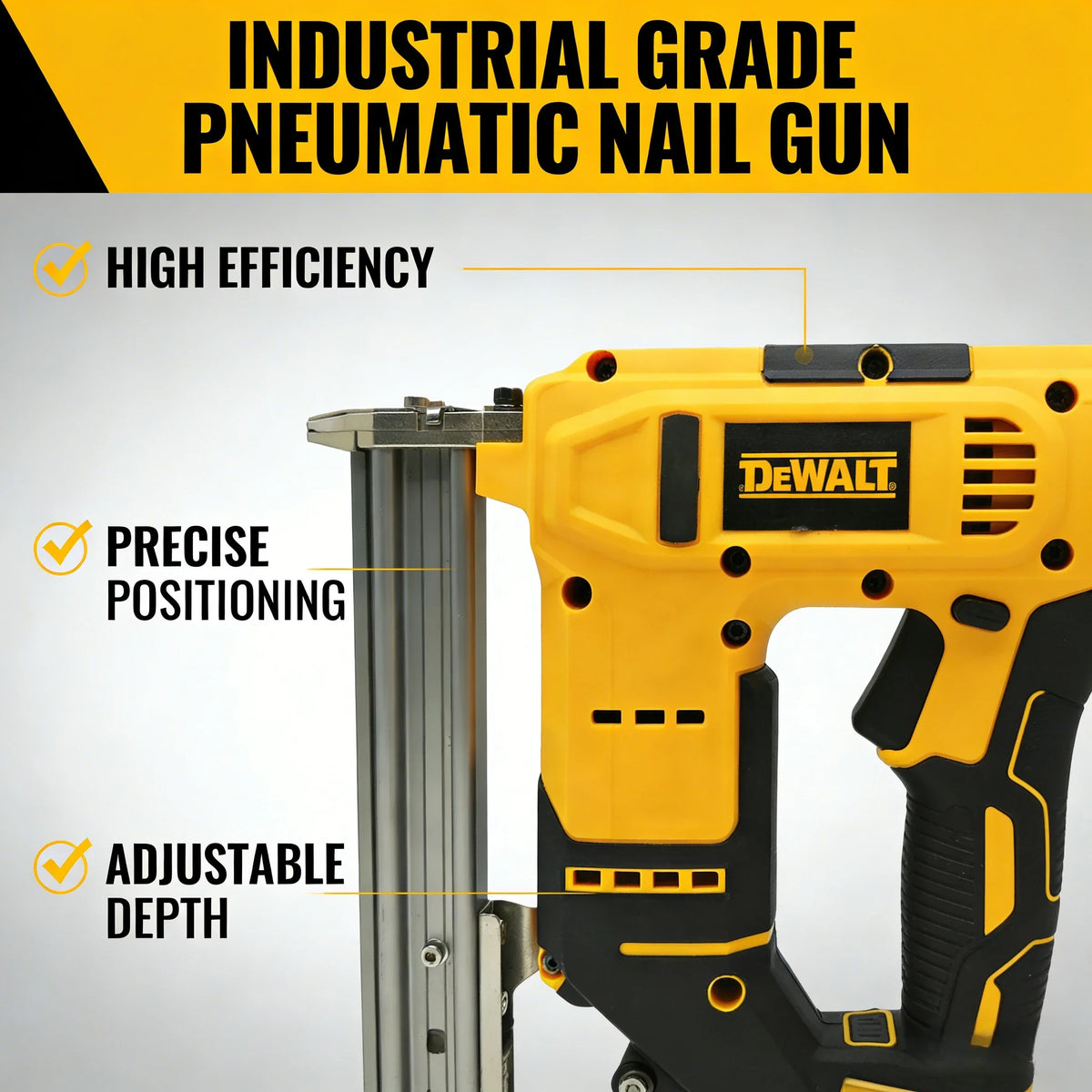 DEWALT Compact 18 Gauge Cordless Nail Gun: Professional Handheld Tool for Precision Trim & Framing (Tool Only)