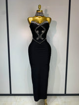 High Quality Strapless Beading With Necklace Bandage Dress Celebrity Elegant Evening Party Fancy Club Birthday Dresses