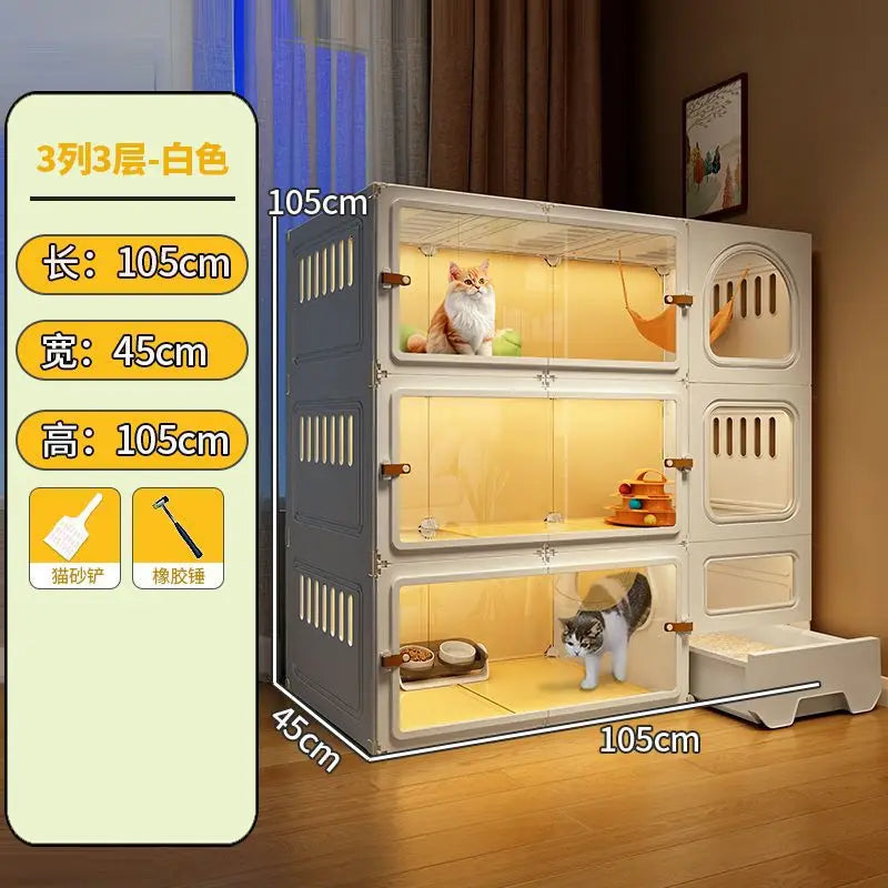 Cat Villa with Toilet Drawer Integrated Dog Cage Indoor Extra Large Space Home Cat Bed and Litter Box Pet Cats Cabinet Dog Nest