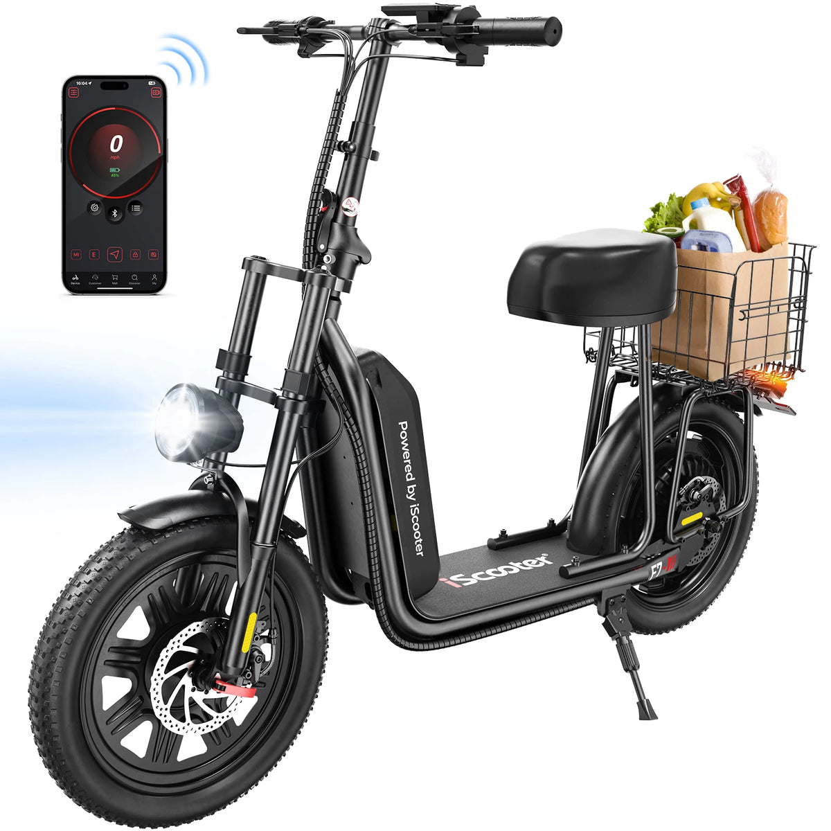 ISCOOTER F7 Adult Electric Scooter 1000W Motor E Scooter 16 Inch Tires All-Terrain E-Scooter 48V10.4AH Battery Electric Scooter