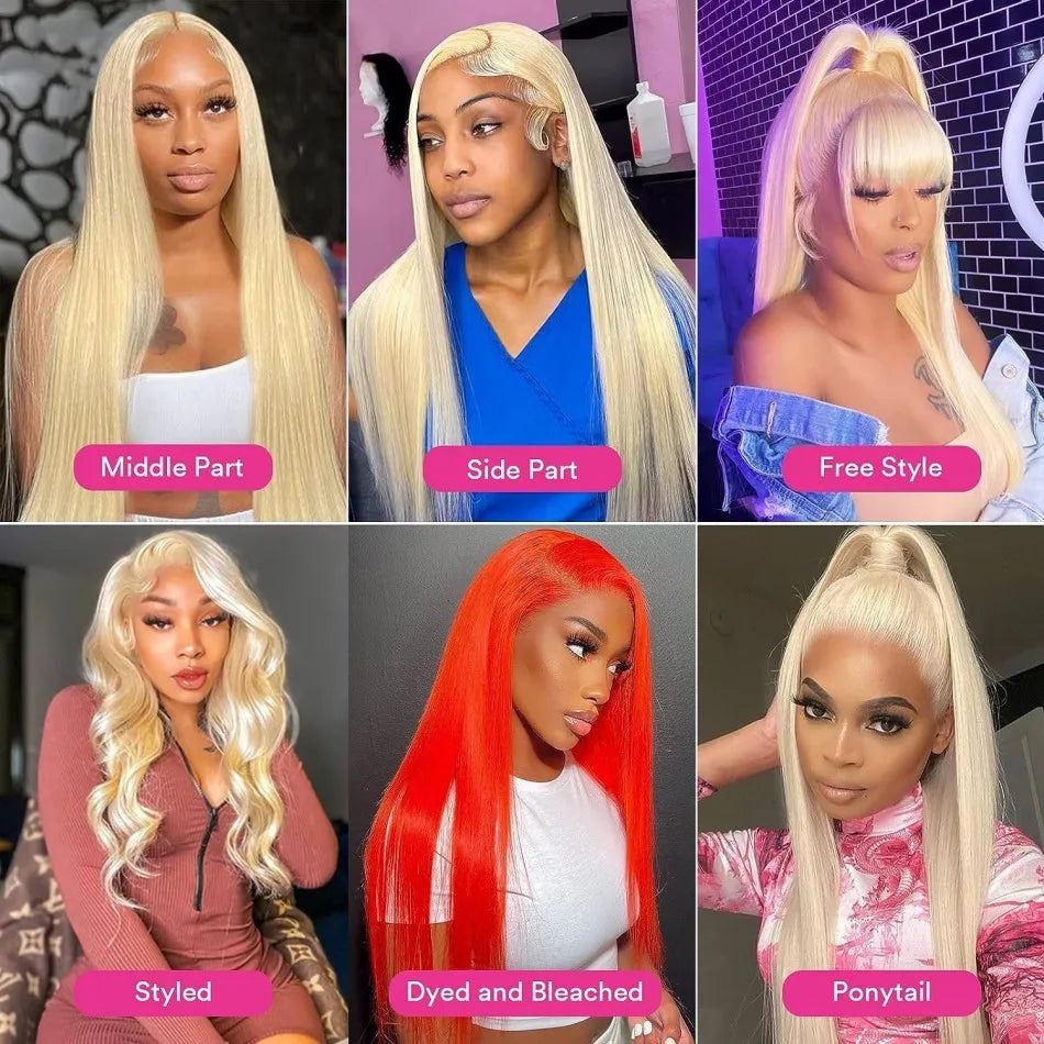 Straight Human Hair Wigs 613 Blonde 13X6 Hd Lace Frontal Wig 220 Density