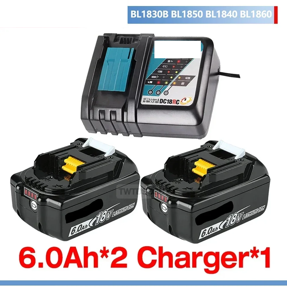 2025 for Makita BL1860 BL1850B BL1850 BL1840 BL1830 Screwdriver Battery & Charger 18v Replacement Power Tool Batteries.