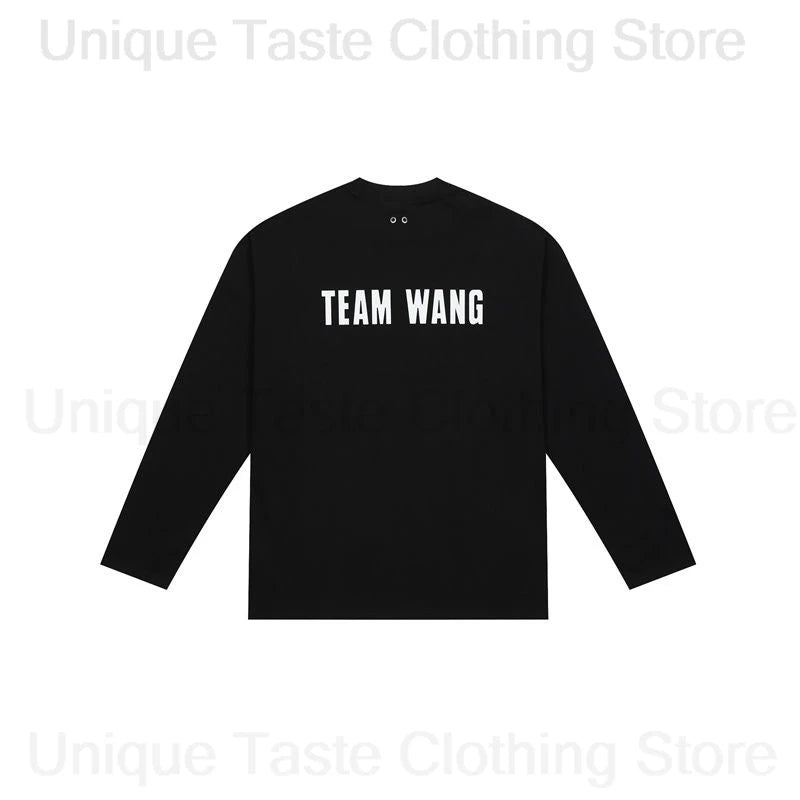 ‌Jackson Wang Same T Shirt TEAM WANG Letter Print High Quality Version Cotton Autumn Long Sleeve Tee Tops Men Women T-shirt