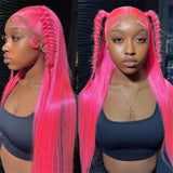 13x6 Purple Lace Front Human Hair Wig Brazilian 613 Blonde Pink Grey