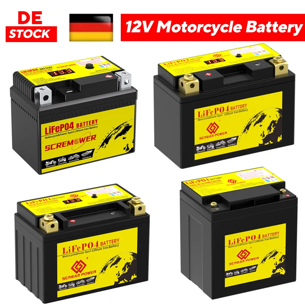 12V LiFePO4 Motorcycle Battery 4Ah 6Ah 8Ah 12Ah CCA 260A 350A 450A 620A 720A Lithium Iron Phosphate Starter Battery ATV UTV