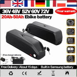 Electric Bike Hailong 48V45AH Battery 52V 18650 Cell Cham Rider 72V60V 30AH40 50 60ah 50A BMS Huge Capacity 2000W Super Powerful