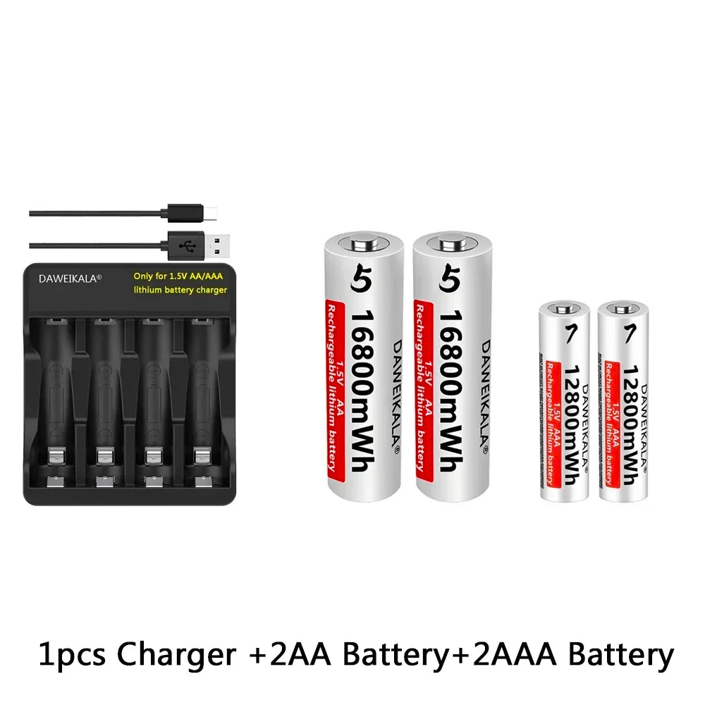 AA AAA rechargeable battery 1.5V lithium battery long life for Mouse Flashlight Fan Game Machine electric toy