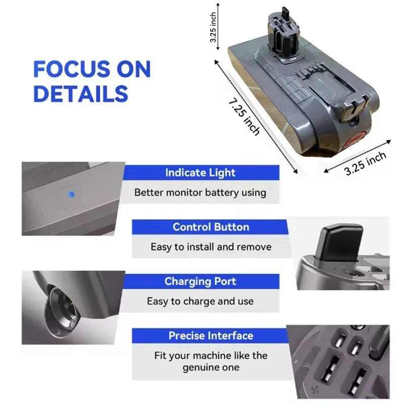 New lithium battery 25.2V for Dyson SV15 V11 Absolute Fluffy Cyclone Animal Pro Total Handheld Vacuum Cleaner Spare