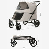 Foldable Dog Stroller Big Wheel with Ramp Brake Dog Strollers Suspension Outdoor Portable Large Dogs Stroller Oxford Pet Carrier