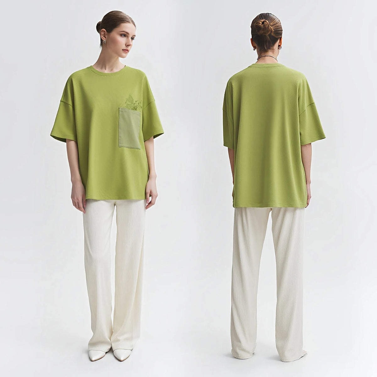 Amii Short Sleeve Tee 2026 Summer New Embroidered Round Neck Drop Shoulder Women's T-Shirt Casual Versatile Top Female 12652006
