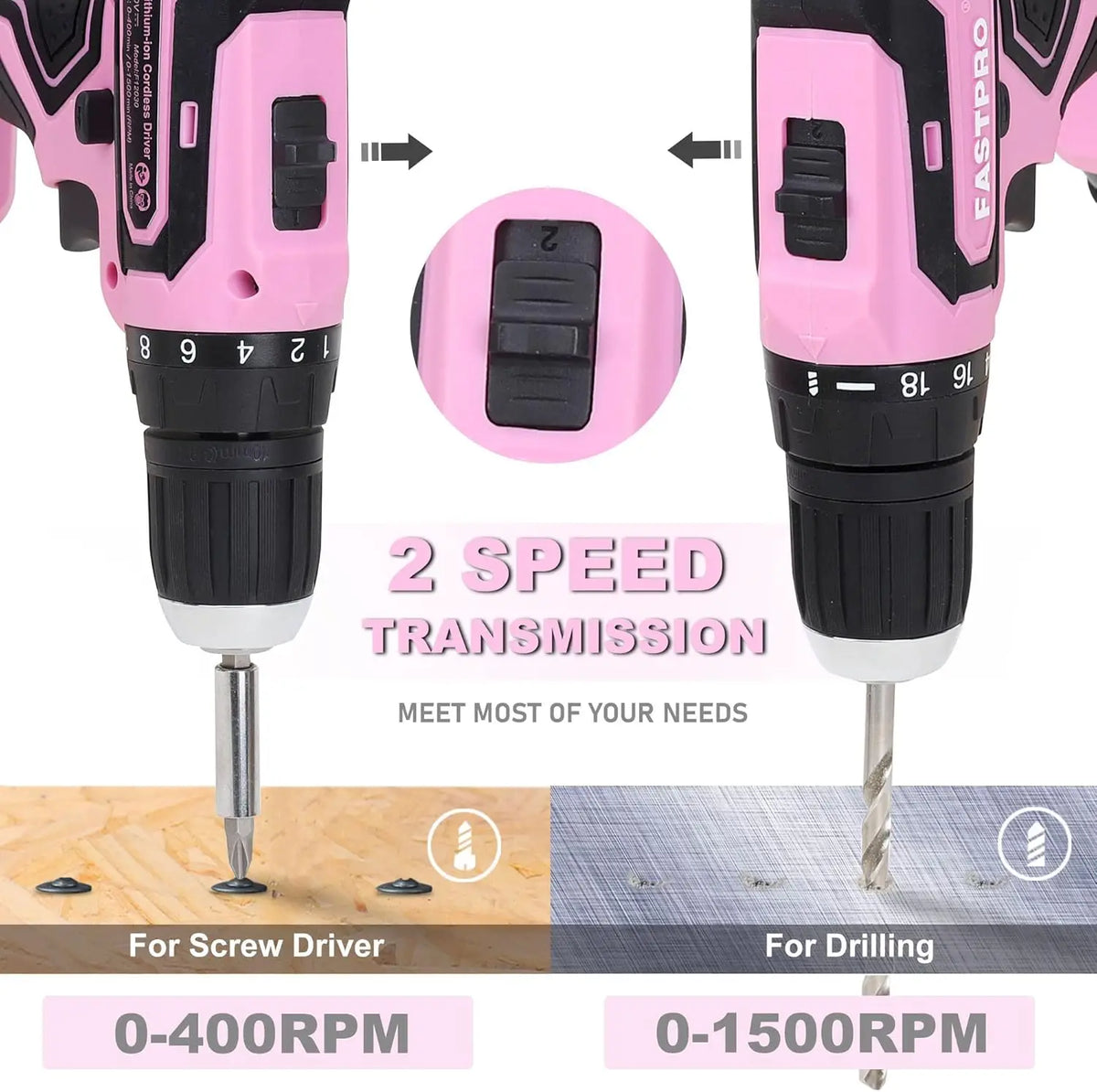 177-Piece Pink Cordless Drill and Tool Set for Women, 20V Lithium-ion with Storage Case