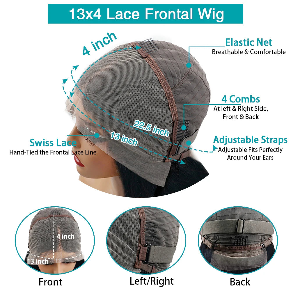Brazilian Curly Lace Front Wig Short Bob Frontal Wigs Deep Wave 13x4 HD Lace Front Human Hair Wigs Pre Plucked With Baby Hair