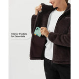 Pioneer Camp Women's Fuzzy Fleece Jacket Full Zip Up Lightweight Warm Soft Fleece Coat with Hood for Spring Fall Winter