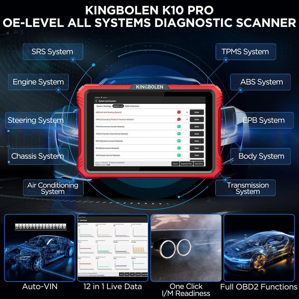 KINGBOLEN K10 PRO K10 Elite CANFD DoIP All System Diagnostic Tools 41 Reset Topology Map ECU Coding Bi directional 2 Years Free