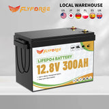 FLLYROWER 12V 300Ah LiFePO4 Lithium Battery Pack With 200A BMS Energy Deep Cycles For Off-Grid Motorhome Solar System RV Boat