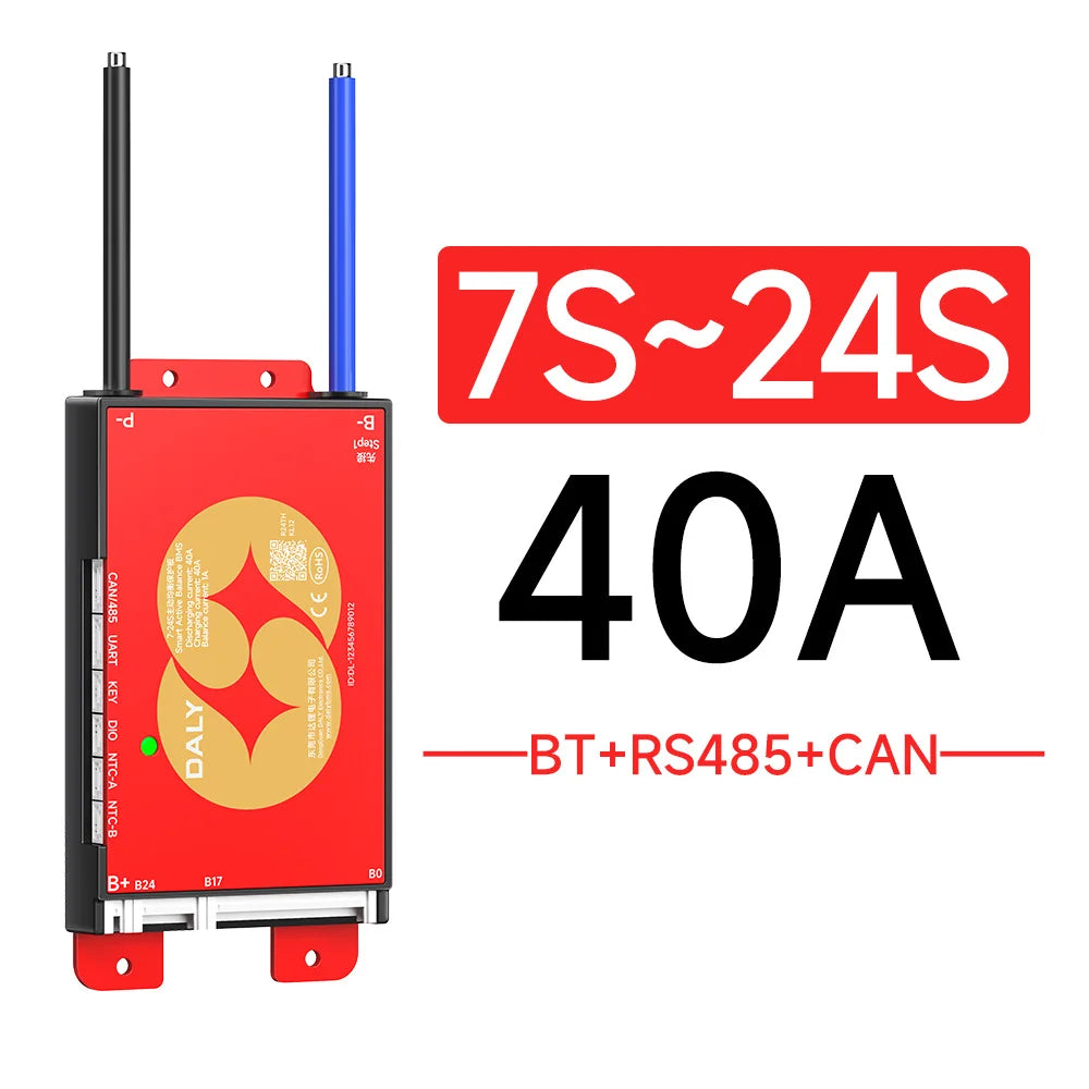Daly Smart BMSWiFi 4S 12V 8S 24V 16S 48V 40A 100A 150A 200A Active Balance Overcharge/Discharge Protection for Sola/EV with BT