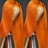 200% Density Ginger Straight Human Hair Wigs Bone Straight 13x6 HD Lace Frontal Human Hair Wigs Pre Plucked For Women Brazilian