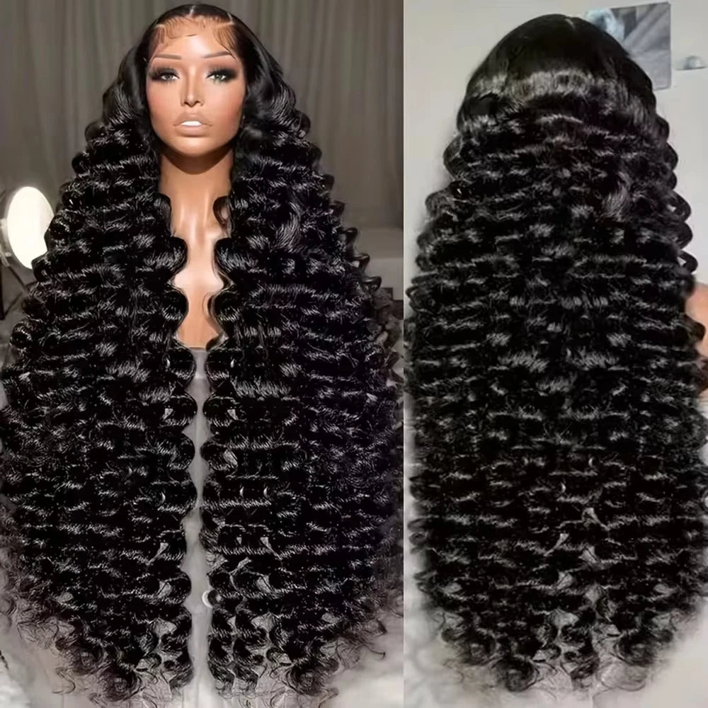 13x4 13x6 HD Transparent Lace Deep Wave Frontal Wig 40-42Inch