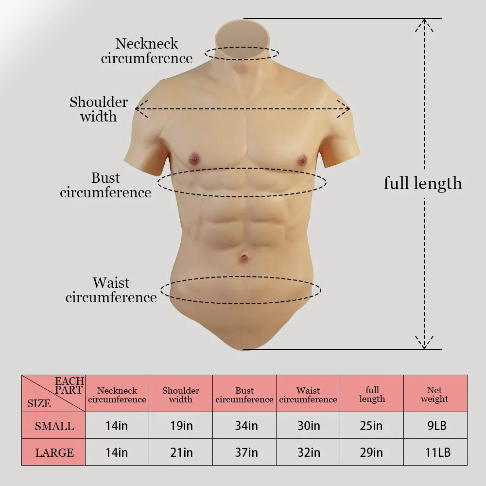 Silicone Muscle Chest Realistic Male Chest Vest Abdominal Muscle Simulation Skin Silicone Soft