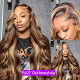 1b30 Black Brown Lace Front 13x4 Body Wave Wigs P427 Highlight Ombre