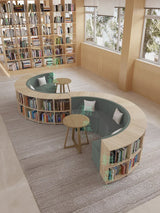 Creative S-shaped library bookcase integrated curved sofa picture book library school storage multi-functional rest area