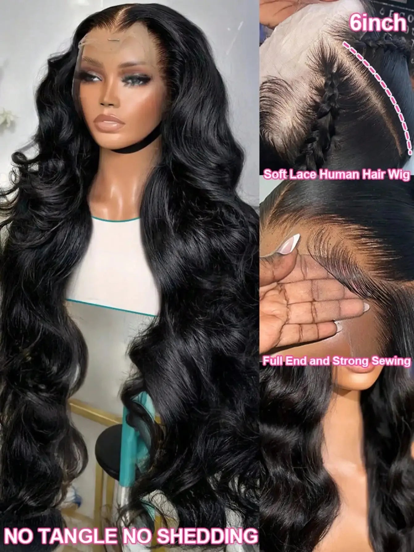 250 Density 40 42 Inch Body Wave Human Hair 13x4 HD Transparent Lace