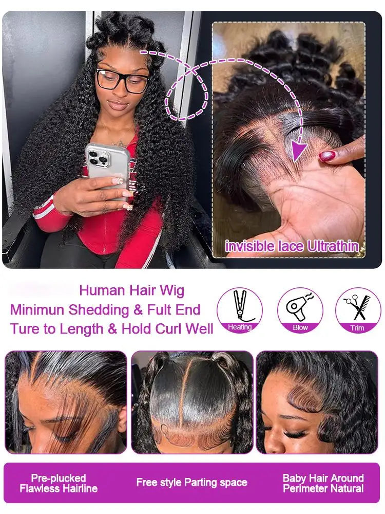 40 50 Inch Deep Wave Frontal Wig 13x4 13x6 360 HD Lace Frontal Wigs 300 Density Water Curly Human Hair Lace Front Wigs For Women