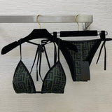 2025 Summer New Women's Printed Sexy Hanging Neck Strap Adjustable Split Bikini