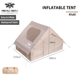 Outdoor inflatable camping tent with a panoramic skylight, suitable for activities such as camping, hiking, and fishing.