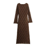 Ele Long Sve round Ne Lace Dr Autumn Winter New Arrival Women's Faion Design Sensation Slim Fit Gown 2024