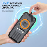 100000mAh Solar Power Bank Fast Wireless Charger Built-in Cable Hand Crank Portable External Battery Poverbank for iPhone